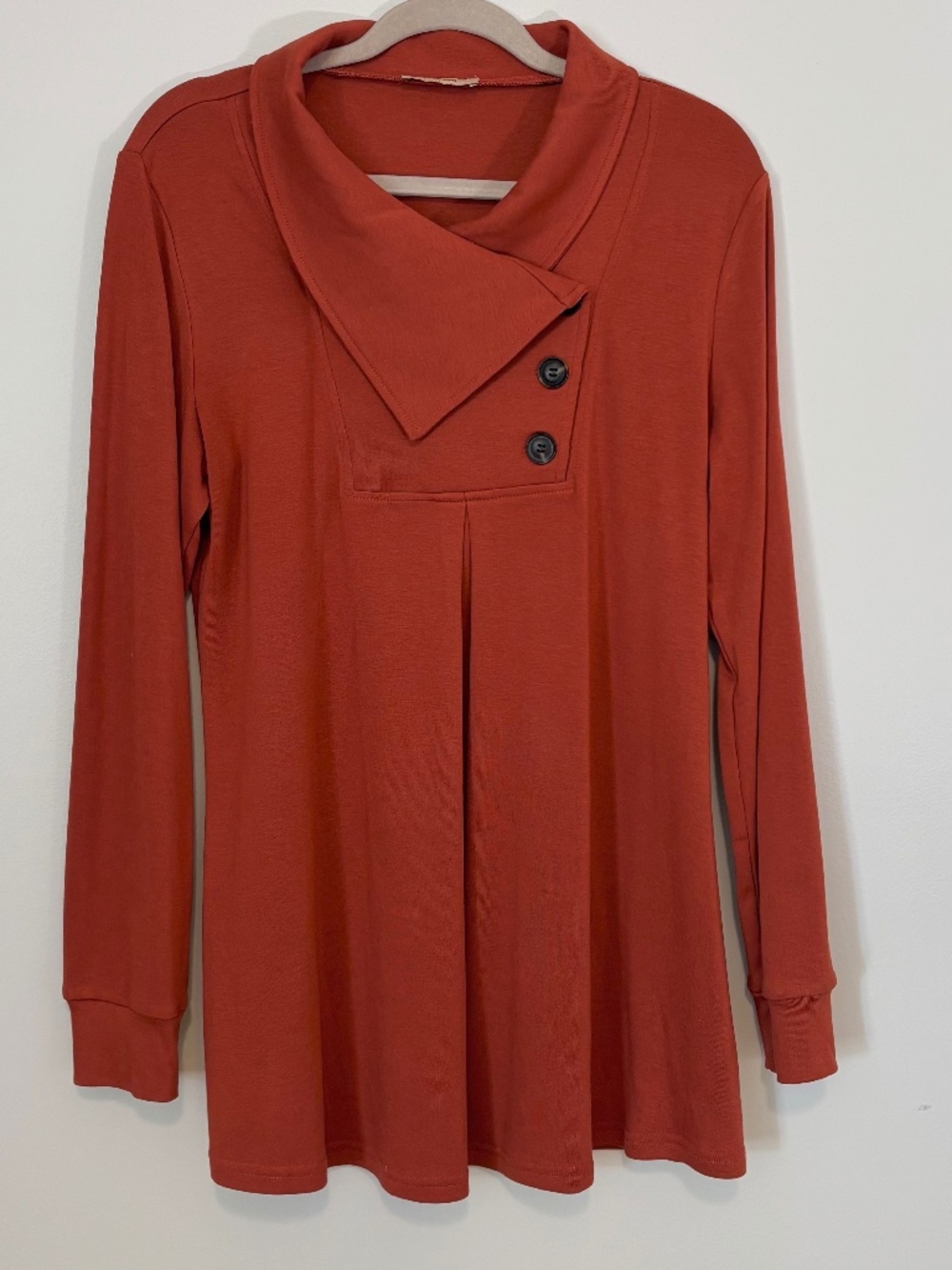 Timeson tunic L top Rust, asymmetrical neckline